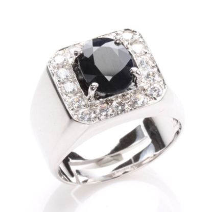 【雅紅珠寶】帝王之尊天然3克拉黑藍寶石戒-活圍設計