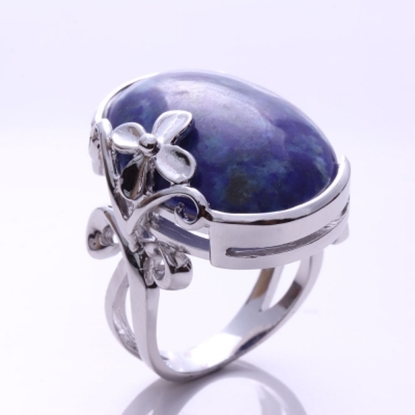 【雅紅珠寶】頂級阿富汗花開富貴天然青金石戒指-925純銀飾