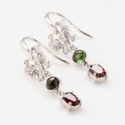 【雅紅珠寶】花紅柳綠天然紅石榴耳環-925純銀飾
