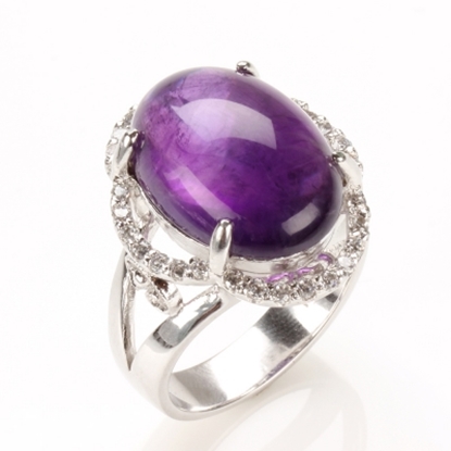 【雅紅珠寶】筆底生花天然紫水晶戒-925銀飾