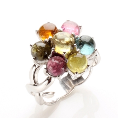 【雅紅珠寶】水碧山青天然碧璽戒-925純銀飾