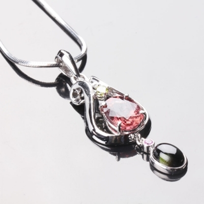 【雅紅珠寶】情定今生天然碧璽項鍊-925純銀飾