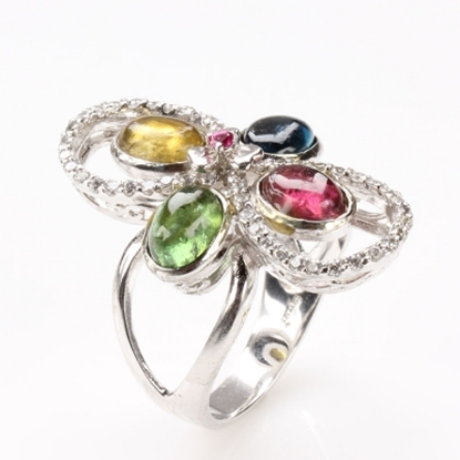 【雅紅珠寶】千嬌百媚天然碧璽戒指-925純銀飾