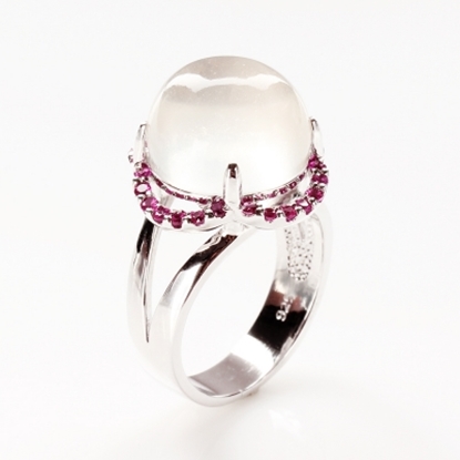 【雅紅珠寶】丹心碧血天然月光石戒指-925純銀飾