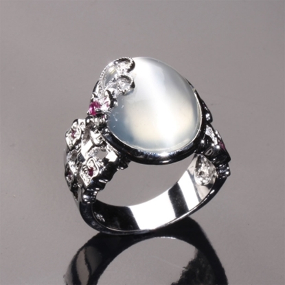 【雅紅珠寶】藏愛蝶舞天然貓眼月光石戒指-有貓眼效應-925純銀飾