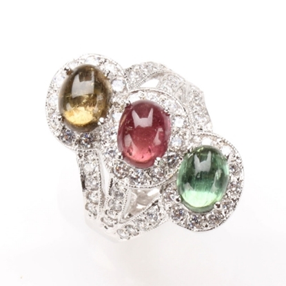 【雅紅珠寶】百花綻放天然碧璽戒指-925純銀飾