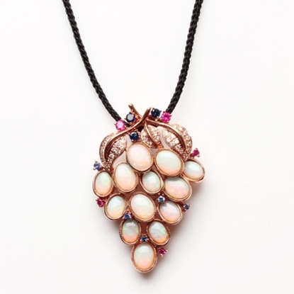 【雅紅珠寶】結實累累天然蛋白石項鍊別針兩用-925純銀飾