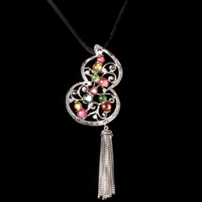 【雅紅珠寶】招財納福天然多彩天碧璽墜子-925純銀飾