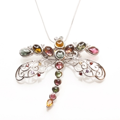 【雅紅珠寶】翩翩起舞天然碧璽項鍊/胸針二用-925純銀飾