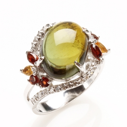 【雅紅珠寶】丹心碧血天然綠碧璽戒-925純銀飾