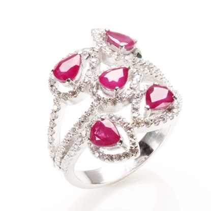 【雅紅珠寶】百花齊放天然紅寶石戒-925純銀飾