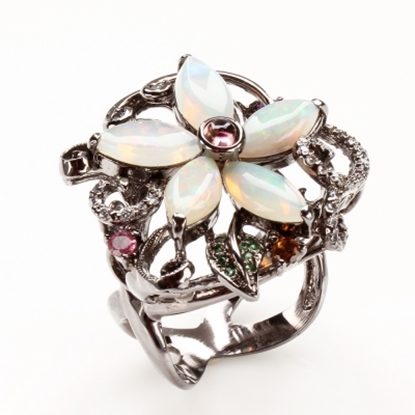 【雅紅珠寶】皓月千里天然蛋白石戒指-925純銀飾