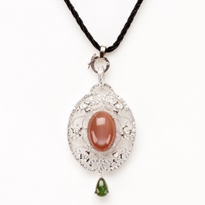 【雅紅珠寶】軟玉溫香天然紅月光石項鍊-925純銀飾