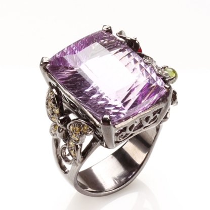 【雅紅珠寶】萬紫千紅天然紫水晶戒-925銀飾