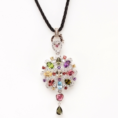 【雅紅珠寶】五彩斑斕天然七彩碧璽墬子-925純銀飾