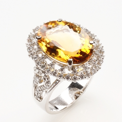 【雅紅珠寶】天開圖畫天然黃水晶戒-925銀飾