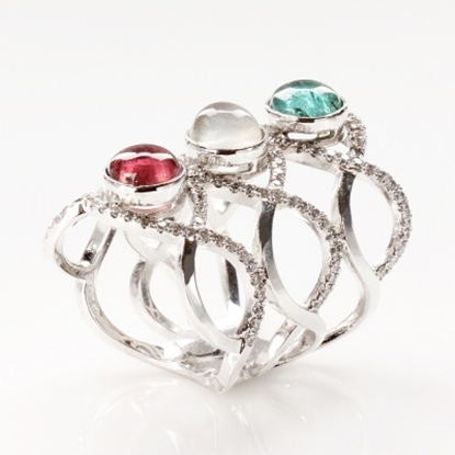 【雅紅珠寶】盈盈佇立天然碧璽戒-925純銀飾