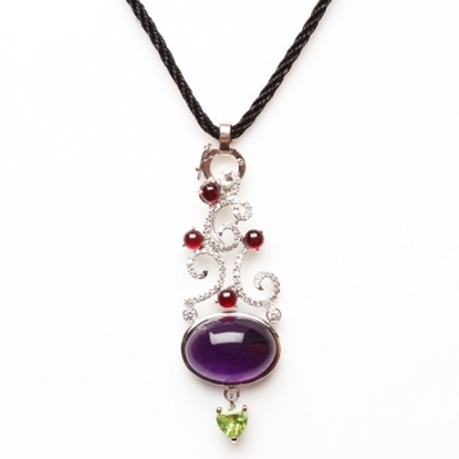 【雅紅珠寶】美女簪花天然紫水晶項鍊-925銀飾