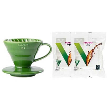 【HARIO】V60深蕨綠01彩虹磁石濾杯 附濾紙2包