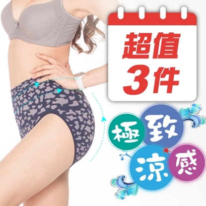 【JS嚴選】台灣製性感豹紋涼感紗中腰無縫三角褲(中腰豹紋褲*3)