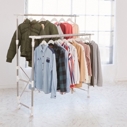 【H&R安室家】不鏽鋼左右延伸四桿曬衣架/衣桿-HGF32