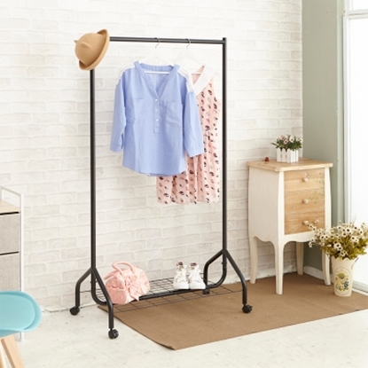 【H&R安室家】可移式工業風單桿衣架(附底網)-HGF31