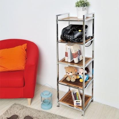 【H&R安室家】日系竹板五層置物架-BA67C