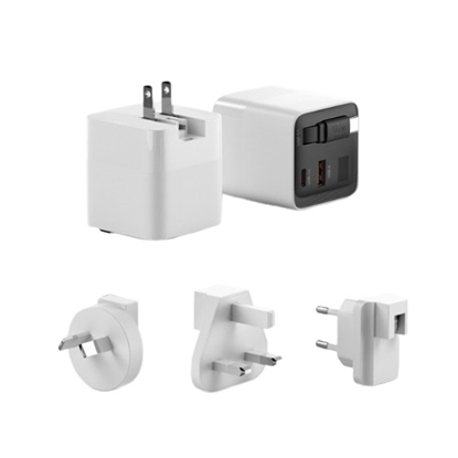 【G SAIL】65w  1A+2C 氮化鎵三孔快充 自帶1C伸縮充電線-美