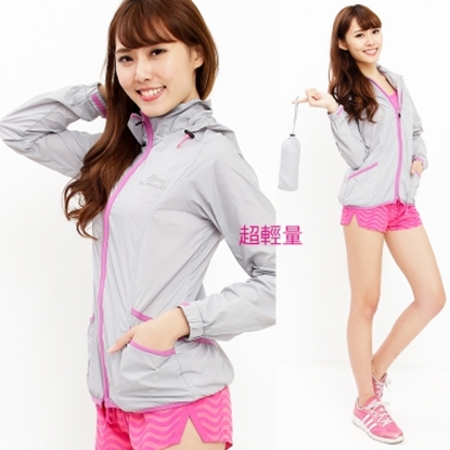 【戶外趣】UPF50+女極輕量防潑水修身可拆帽防曬外套口袋衣外套(PL-15 灰色)