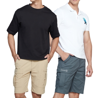 【戶外趣】 全新男款春夏防潑水彈性五分褲 二件組(HPM019)-美