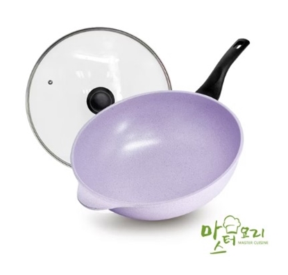 【韓國MASTER CUISINE】裸色香繽系列-鈦陶瓷不沾炒鍋組32cm(附蓋)-美