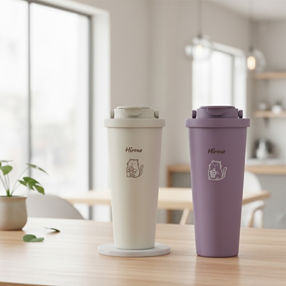 2025秋冬新款【日本Hirone】304不鏽鋼珍奶雙飲杯830ml (紫/米白) 二入-美