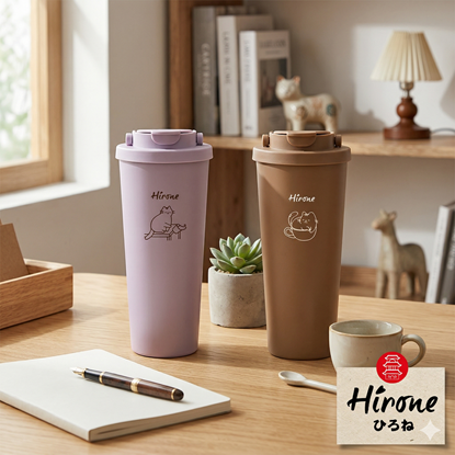 2026春夏【日本Hirone】304不鏽鋼珍奶雙飲杯830ml (淺紫/焦糖奶茶) 二入-美