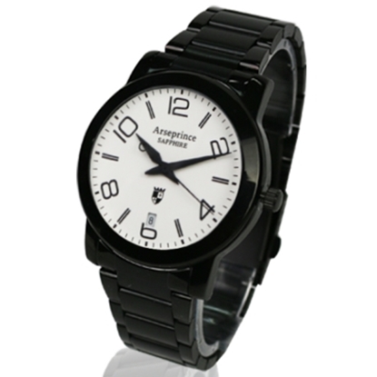 【Arseprince】藍圈指針時尚中性錶-黑白色