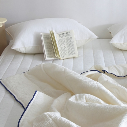 [韓國 Habby&Deco] Yuno雪波紋泡泡紗涼感雙面被/四季被/涼感被/透氣被-牛奶白