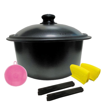 日本熱銷 派樂備長炭鈦合金遠紅外線元氣鍋贈矽膠防燙鍋耳夾1對+矽膠刷1個 +備長炭2支