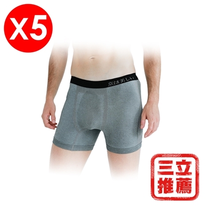 【京美】竹炭銀纖鍺能量抗老保健帝王平口褲(5入/組)-美