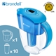 【brondell】美國邦特爾 純淨濾水壺（藍）+10入全效濾芯(1壺10芯)