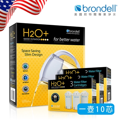美國Brondell邦特爾極淨白濾水壺+10芯