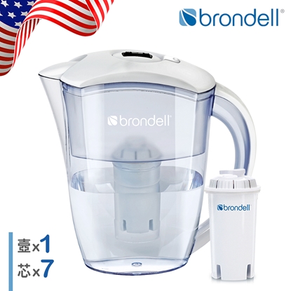 【美國邦特爾】brondell H2O+濾水壺(白)＋7入芯(1壺7芯)