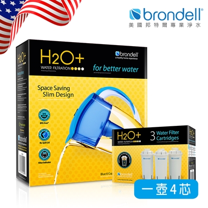 美國Brondell邦特爾極淨藍濾水壺+4芯