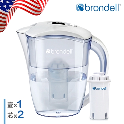 【美國邦特爾】brondell H2O+濾水壺(白)＋2入芯(1壺2芯)