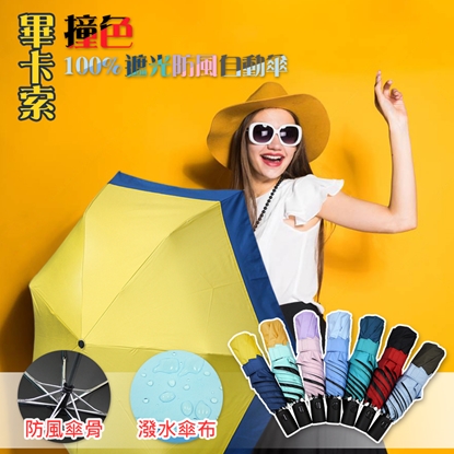 【Kasan晴雨傘】畢卡索撞色100%遮光防風自動傘