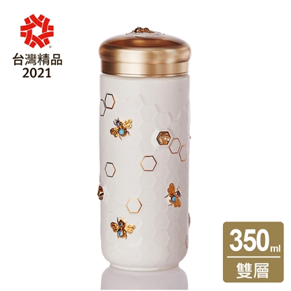 乾唐軒活瓷 | 吉星大豐收隨身杯 / 大 / 雙層 / 牙白金 / 鎏金+水晶 350ml