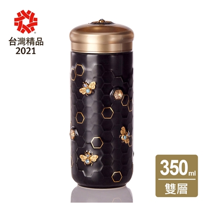 乾唐軒活瓷 | 吉星大豐收隨身杯 / 大 / 雙層 / 無光黑金 / 鎏金+水晶 350ml