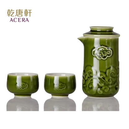 乾唐軒活瓷 | 祥雲如意泡茶器 / 一壺+二杯 / 綠釉