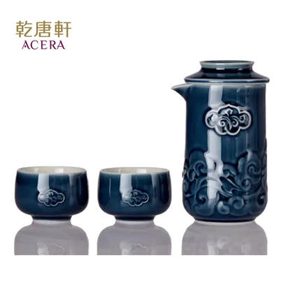 乾唐軒活瓷 | 祥雲如意泡茶器 / 一壺+二杯 / 礦藍