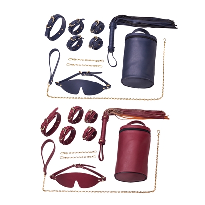 皮革束縛套裝 SM挑逗綑綁道具 激情攜帶 8件套組 (2色任選)