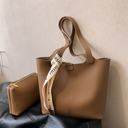 【L’eBeauty】韓系細緻軟皮革子母托特包 KDB-770(子母包/肩背包/側背包/大容量)-美