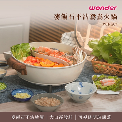 【WONDER】麥飯石不沾鴛鴦火鍋 WH-K67-美